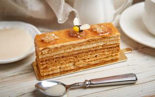 Un rápido y sabroso pastel de natillas con miel en una sartén