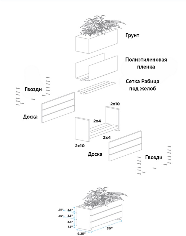 Деревянные кашпо чертежи